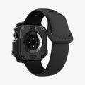 ACS08597 - Apple Watch 10 (46mm) Case Rugged Armor in Matte Black showing the back, partial sides, inner and bottom