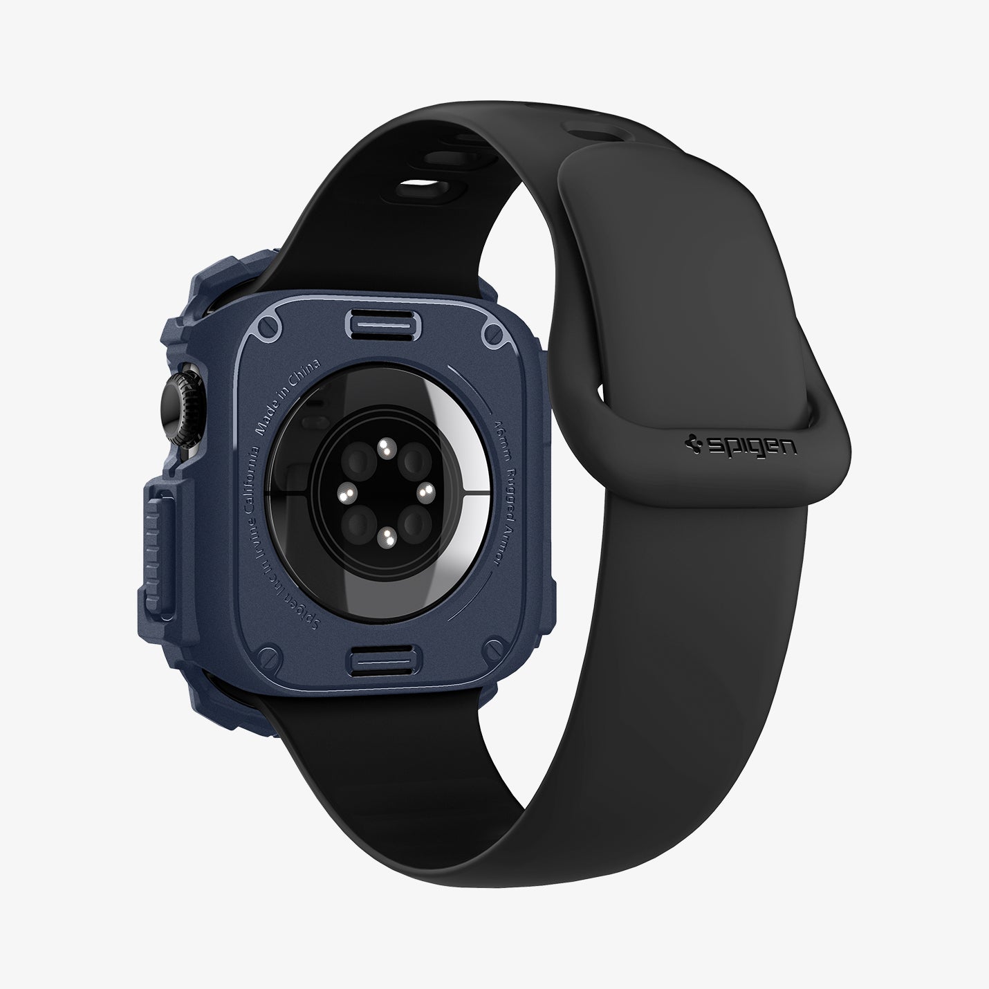 ACS08599 - Apple Watch 10 (46mm) Case Rugged Armor in Navy Blue showing the back, partial sides, inner and bottom