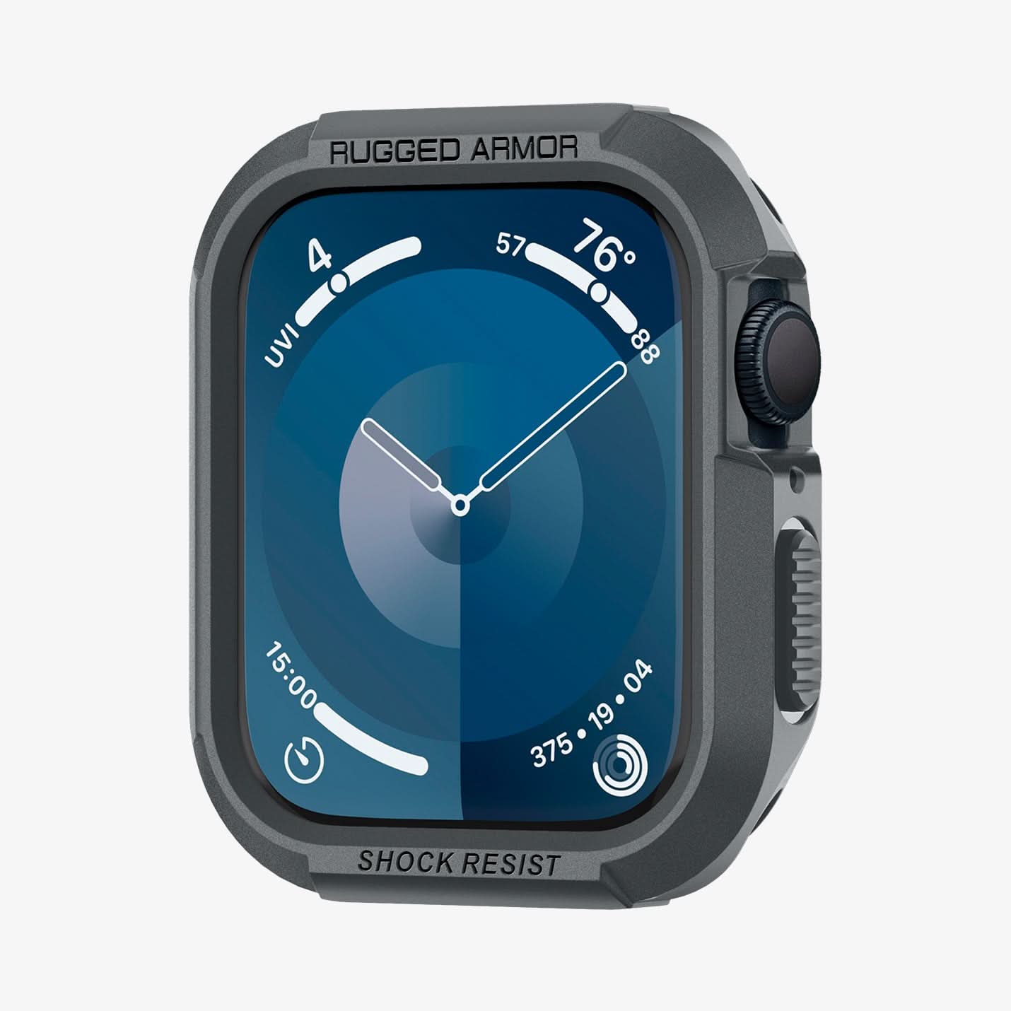 ACS07380 - Apple Watch (45mm) Rugged Armor in Dark Gray showing the front of the watch face