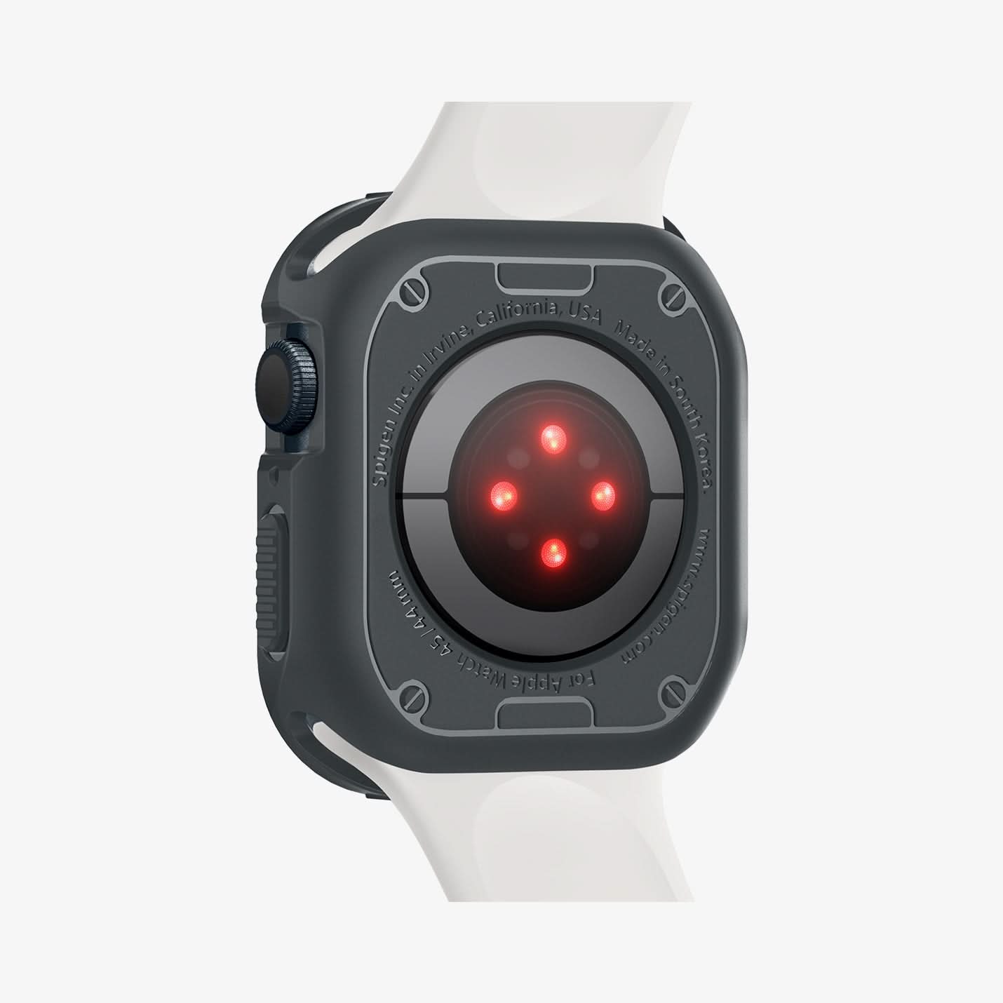 ACS07380 - Apple Watch (45mm) Rugged Armor in Dark Gray showing the back and partial sides zoomed in