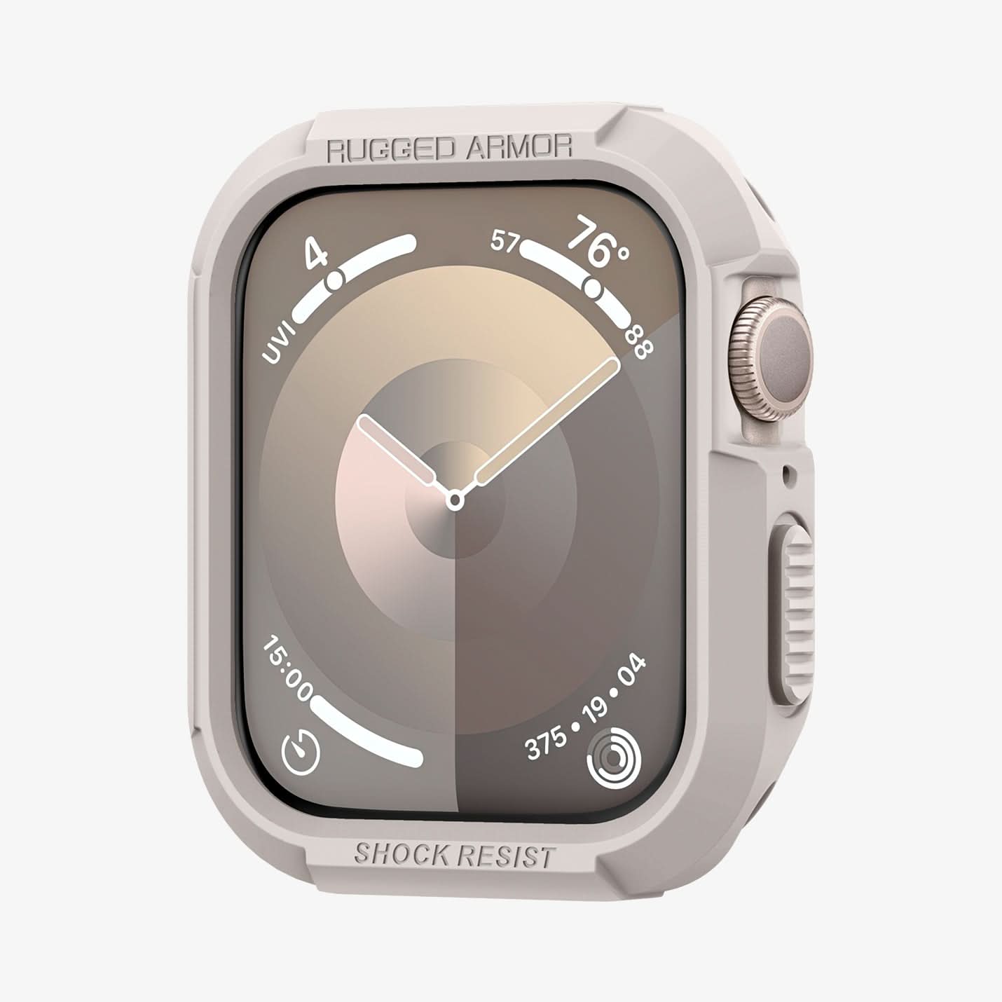 ACS07379 - Apple Watch (45mm) Rugged Armor in Dune Beige showing the front and partial side