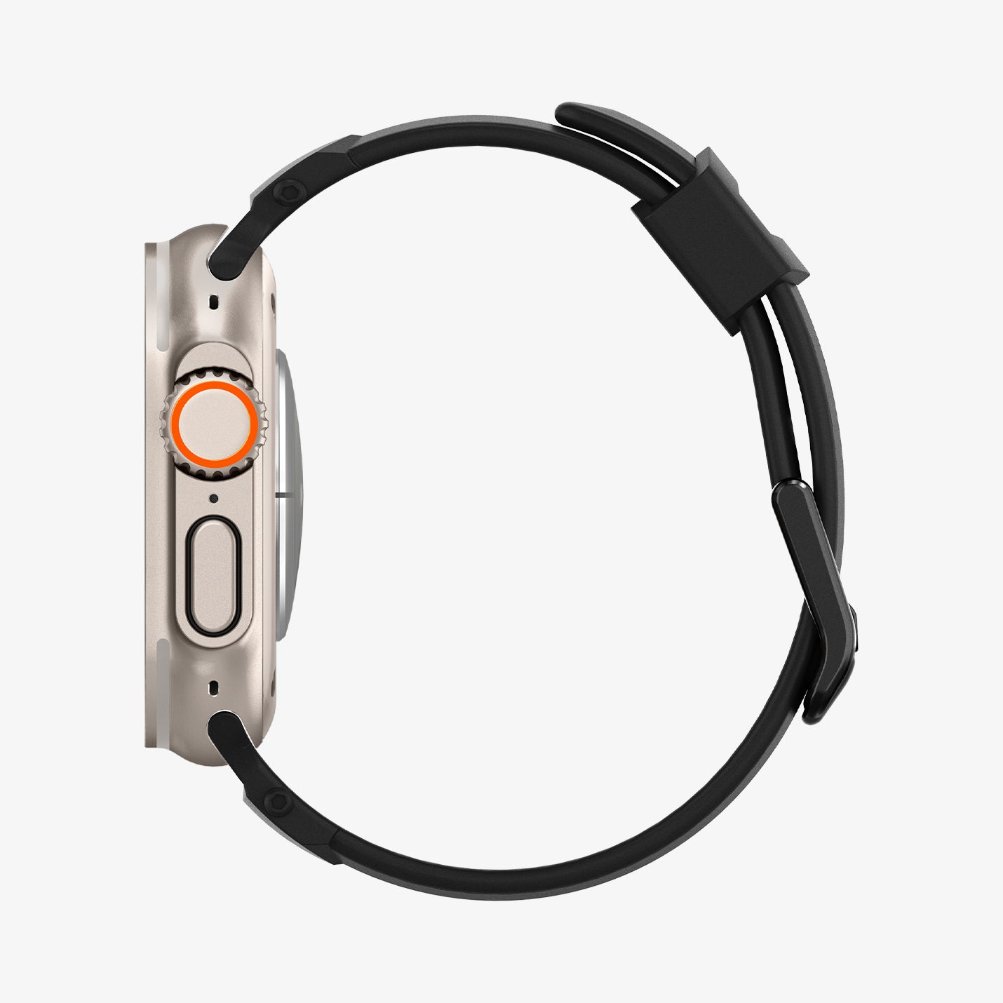 AMP07105 - Apple Watch (49mm) Rugged Ultra Band in Matte Black showing the side