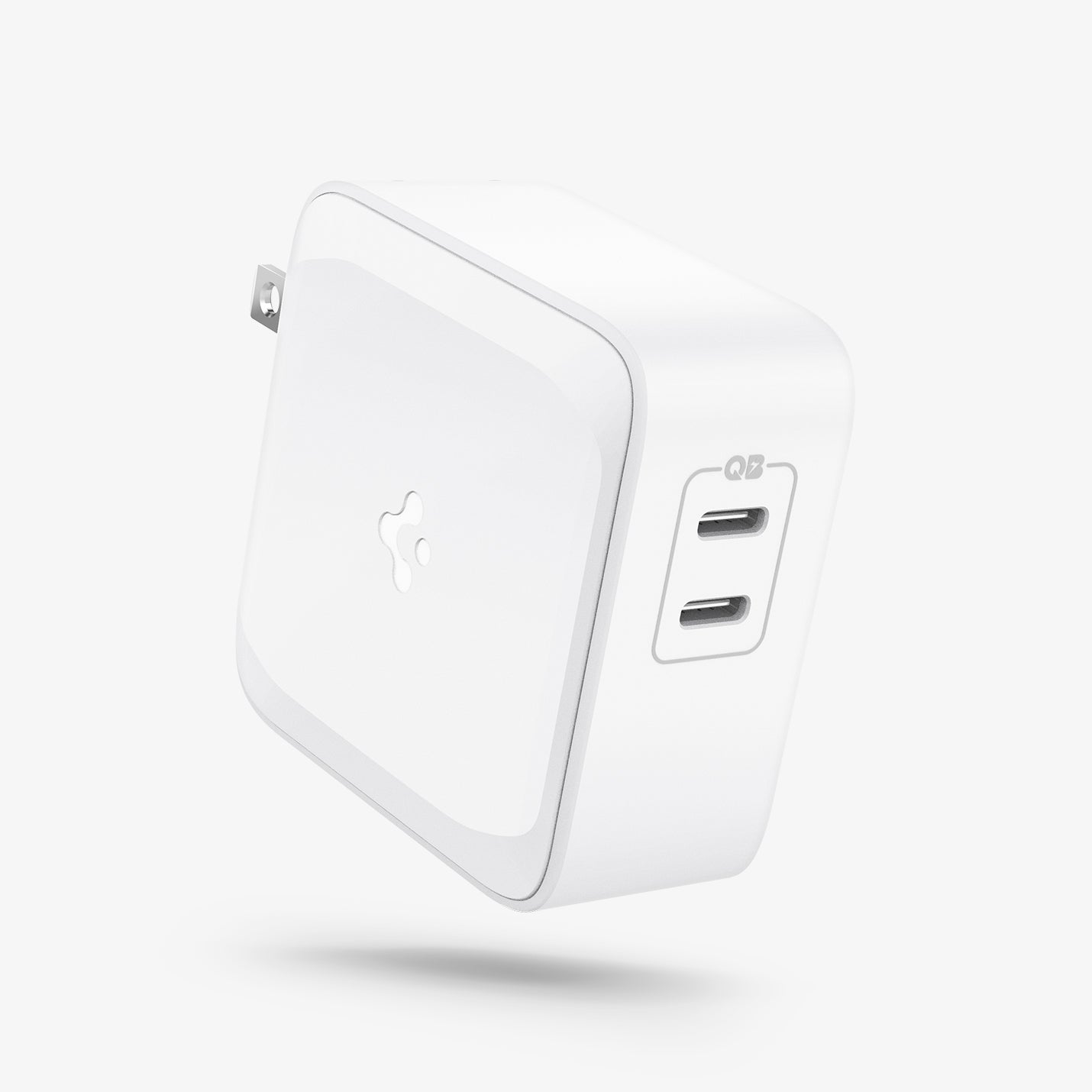 ACH02081 - ArcStation™ Pro GaN 70W Dual Port Wall Charger PE2007 in White showing the sides, and top of a charger 