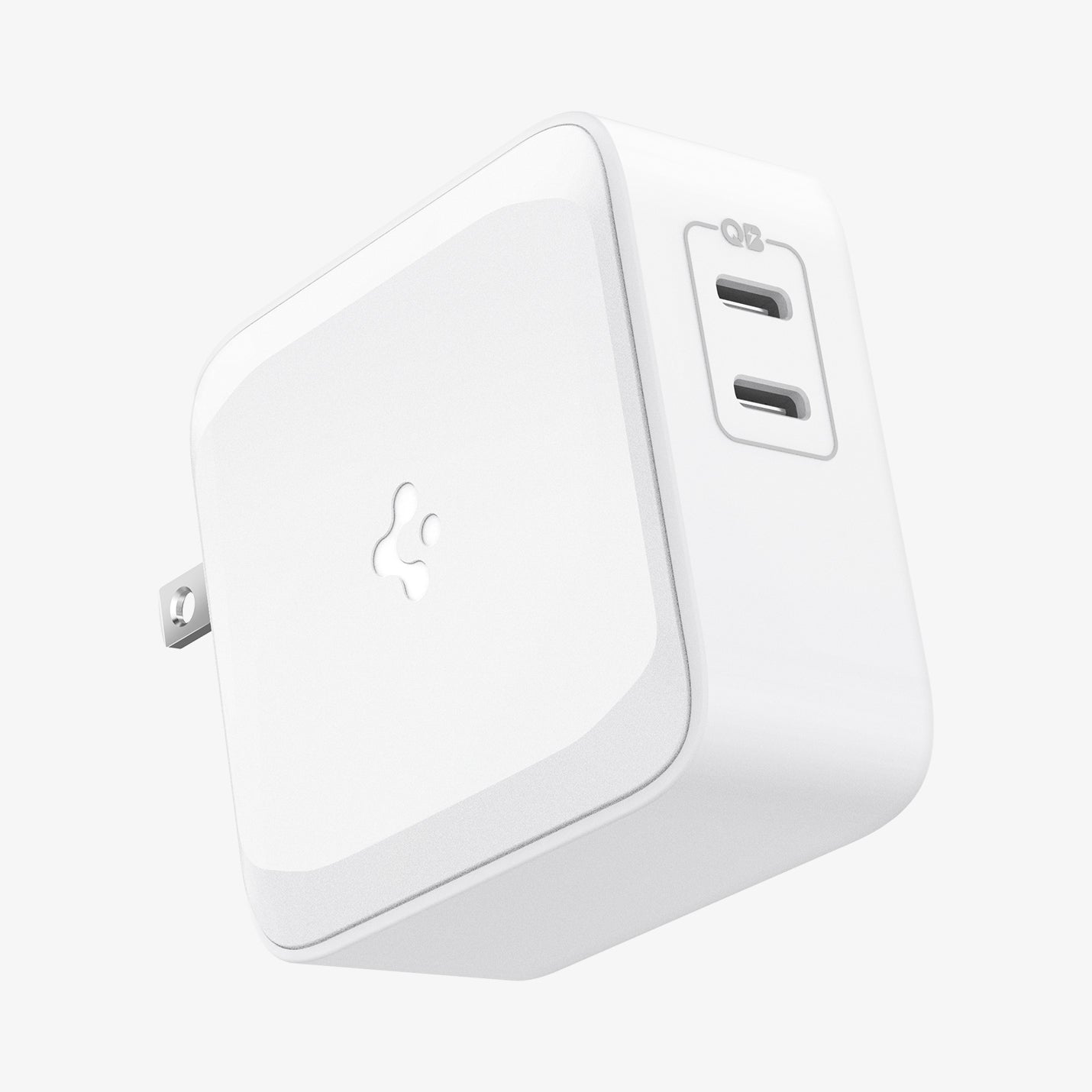 ACH02081 - ArcStation™ Pro GaN 70W Dual Port Wall Charger PE2007 in White showing the sides, top with 2 usb c-type charging ports