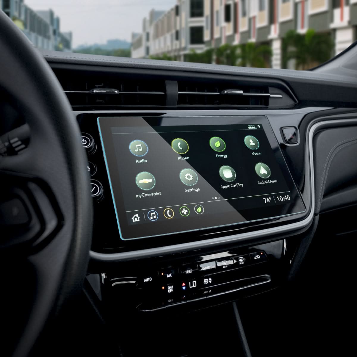 AGL07507 - Chevrolet Bolt EV 10.2-inch Screen Protector GLAS.tR SLIM in  Clear showing the front driver's side view