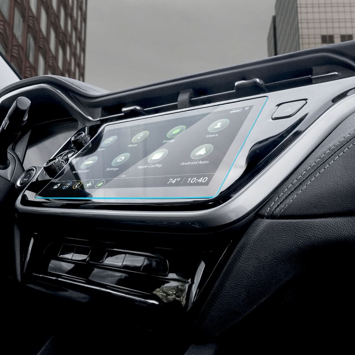 AGL07507 - Chevrolet Bolt EV 10.2-inch Screen Protector GLAS.tR SLIM in  Clear showing the  front bottom view