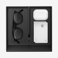 ACP07810 - Tesla Cybertruck Center Console Organizer Tray CO220B in Black showing the inner part with things stored inside