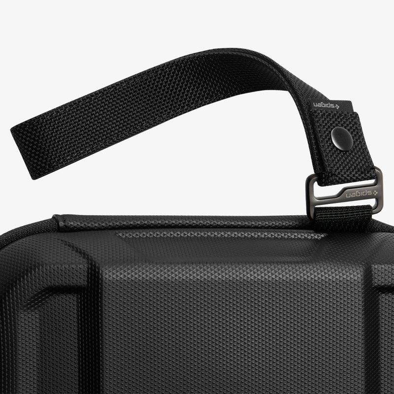 AFA04310 - DJI Action 2 Case Rugged Armor Pro Pouch in black showing the case strap zoomed in