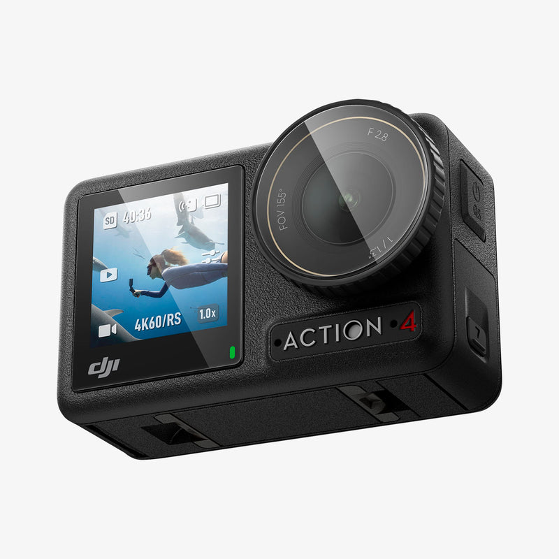 AGL07445 - DJI Osmo Action 4 Screen Protector EZ FIT GLAS.tR showing the front, side and partial bottom