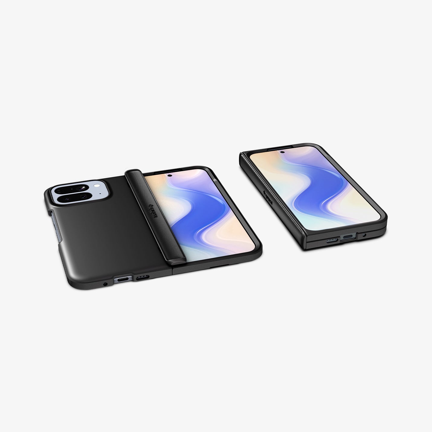 ACS09741 - Pixel 10 Pro Fold Case Slim Armor Pro (MagFit) in black showing the back and front of two devices