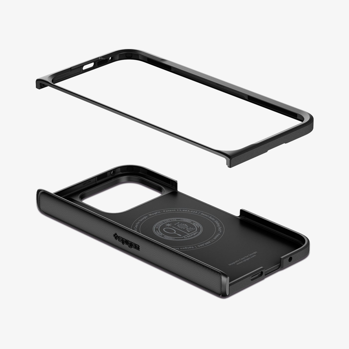 ACS09741 - Pixel 10 Pro Fold Case Slim Armor Pro (MagFit) in black showing the front and back pieces of case
