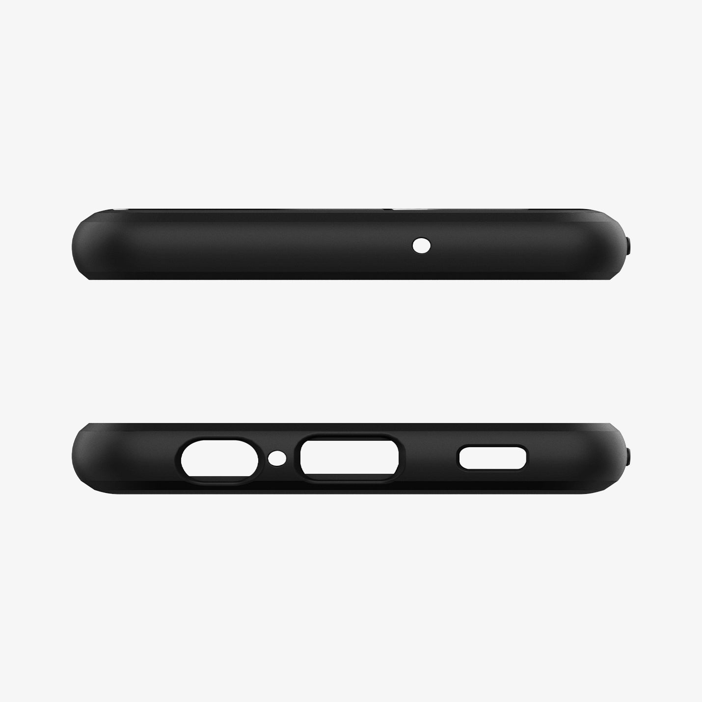 ACS02786 - Galaxy A12 Case Rugged Armor in Matte Black showing the top and bottom