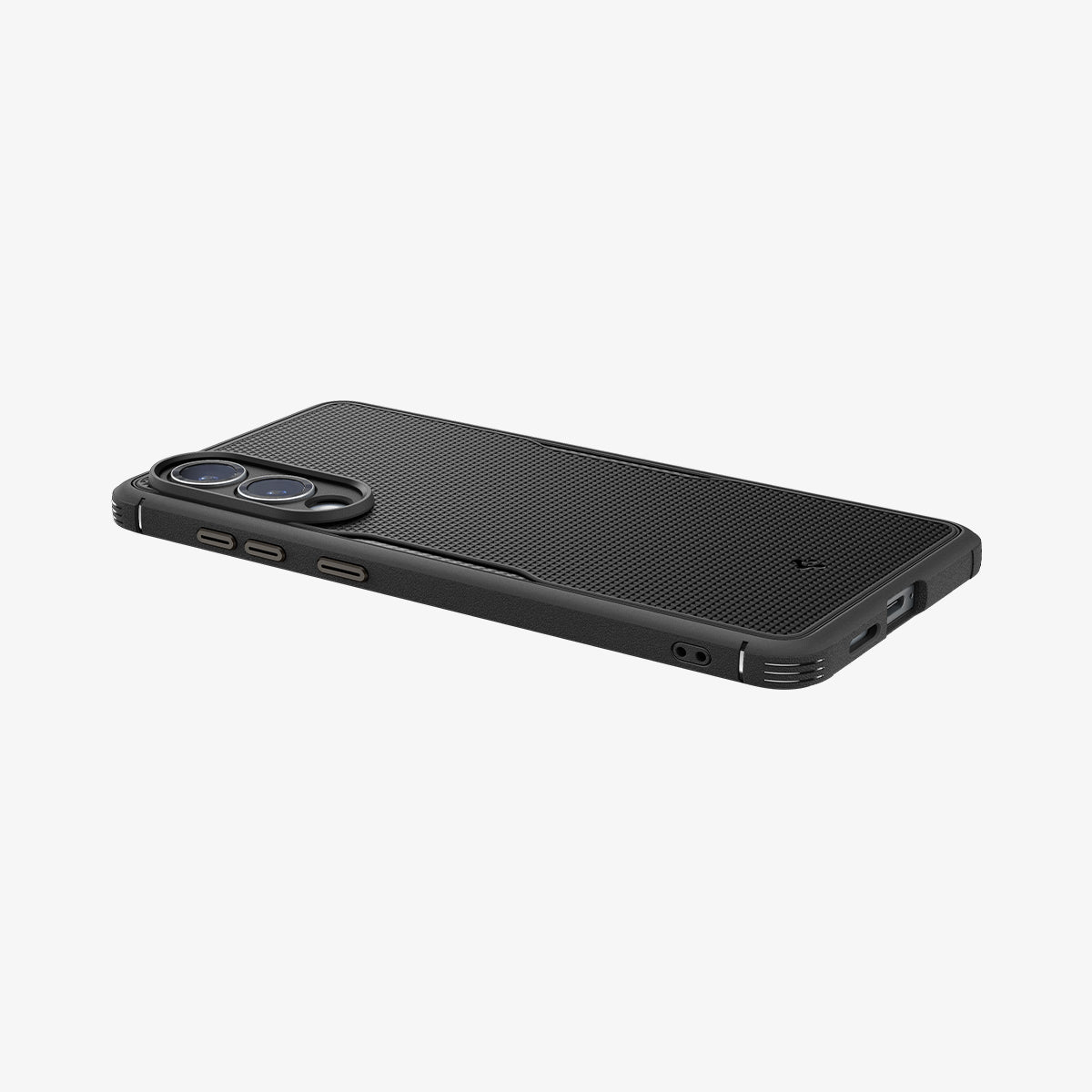 ACS09406 - Galaxy S25 Edge Case Core Armor (MagFit) in Matte Black showing the back, side and bottom device face down