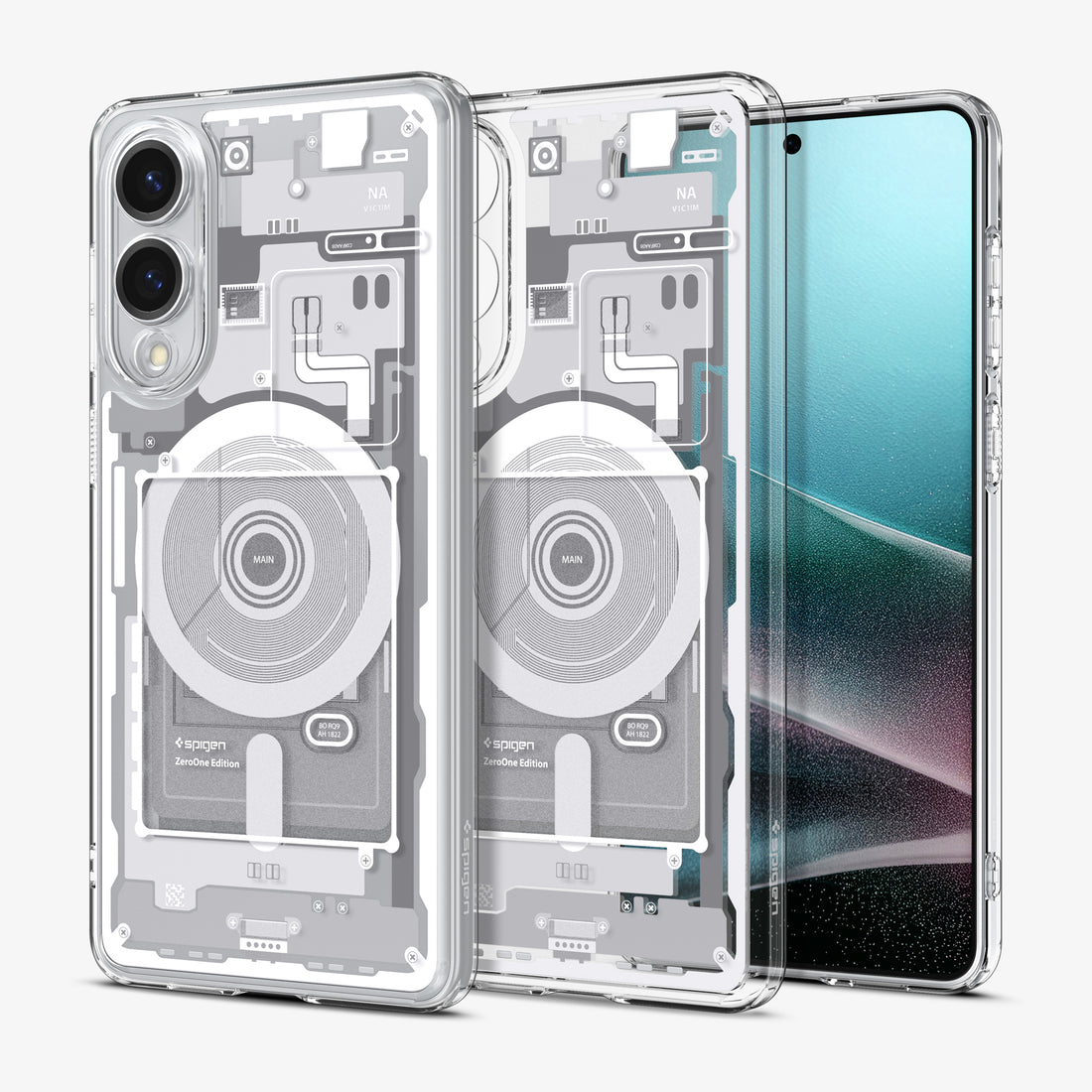 ACS09417 - Galaxy S25 Edge Case Ultra Hybrid Zero One in Zero One White showing the back