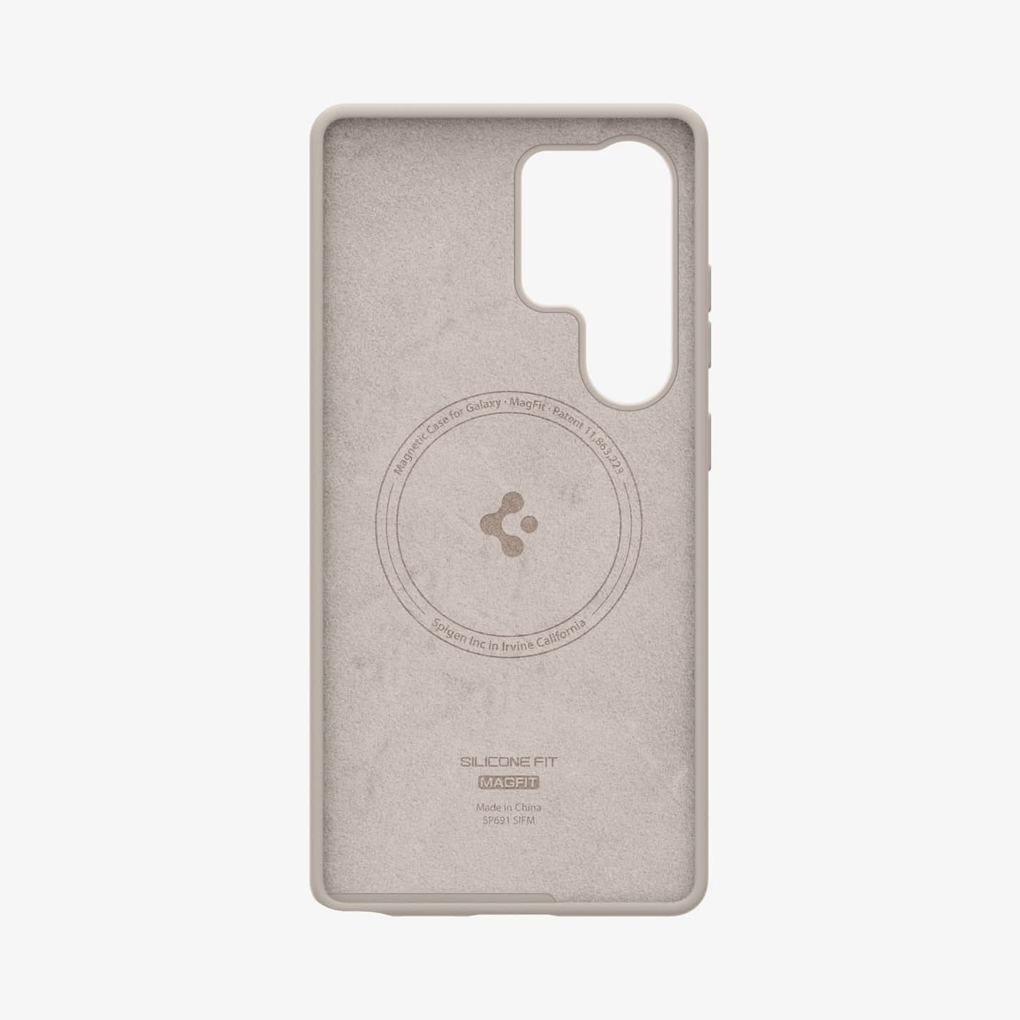 ACS09165 - Galaxy S25 Ultra Case Silicone Fit (MagFit + Qi2 Ready) in Natural Titanium showing the inner