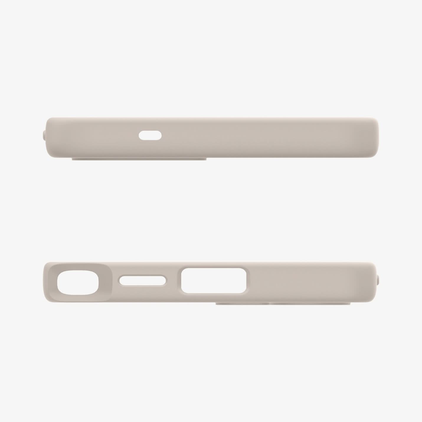 ACS09165 - Galaxy S25 Ultra Case Silicone Fit (MagFit + Qi2 Ready) in Natural Titanium showing the top and bottom