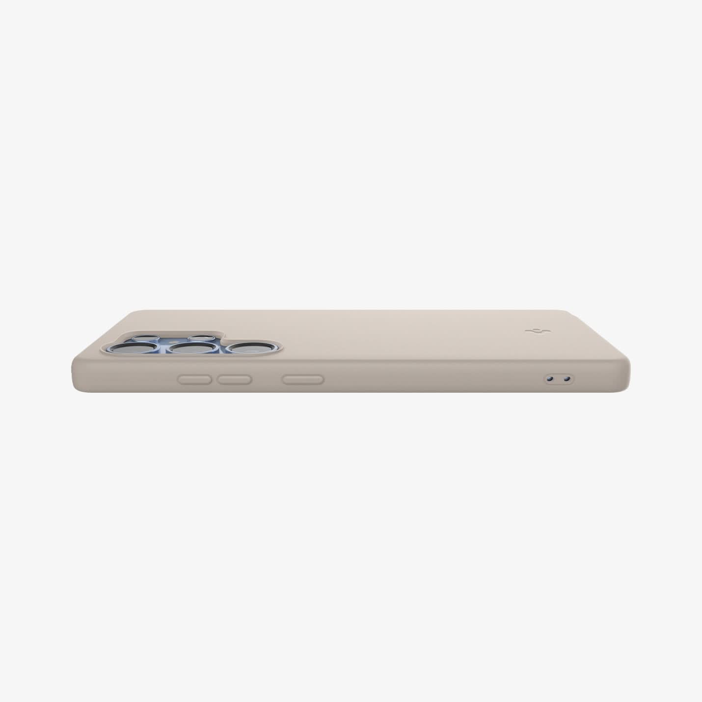 ACS09165 - Galaxy S25 Ultra Case Silicone Fit (MagFit + Qi2 Ready) in Natural Titanium showing the partial back and side