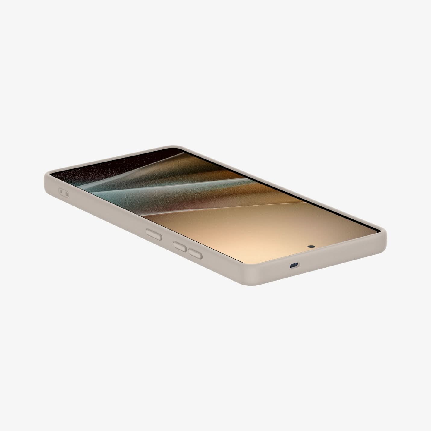 ACS09165 - Galaxy S25 Ultra Case Silicone Fit (MagFit + Qi2 Ready) in Natural Titanium showing the front, partial side and top