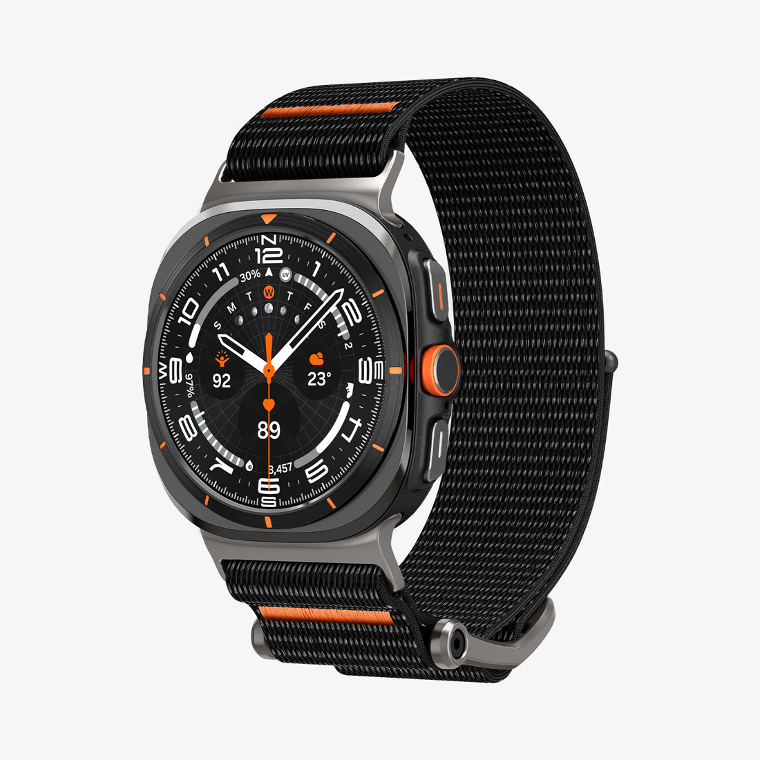 AMP08773 - Galaxy Watch Ultra DuraPro Flex in Black showing the front and sides