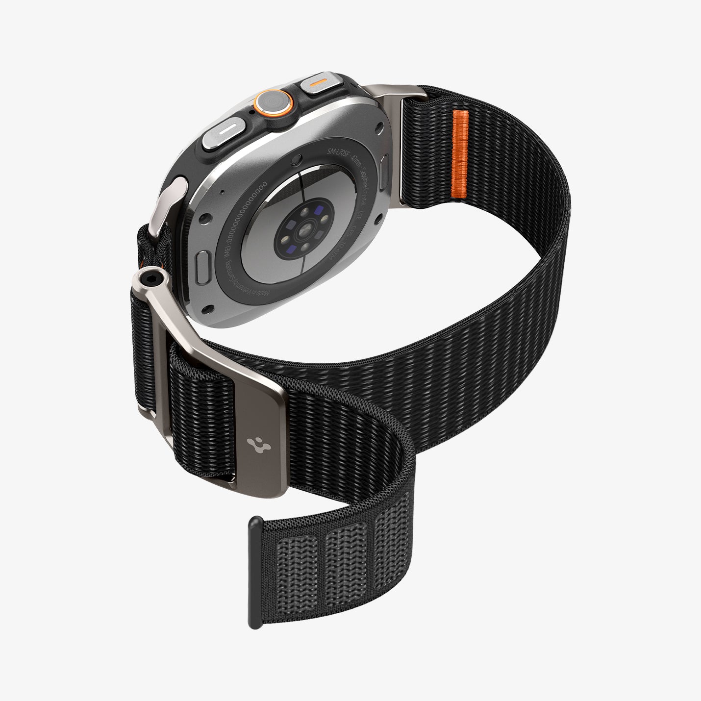 AMP08773 - Galaxy Watch Ultra DuraPro Flex in Black showing the partial side and back, inner side and bottom