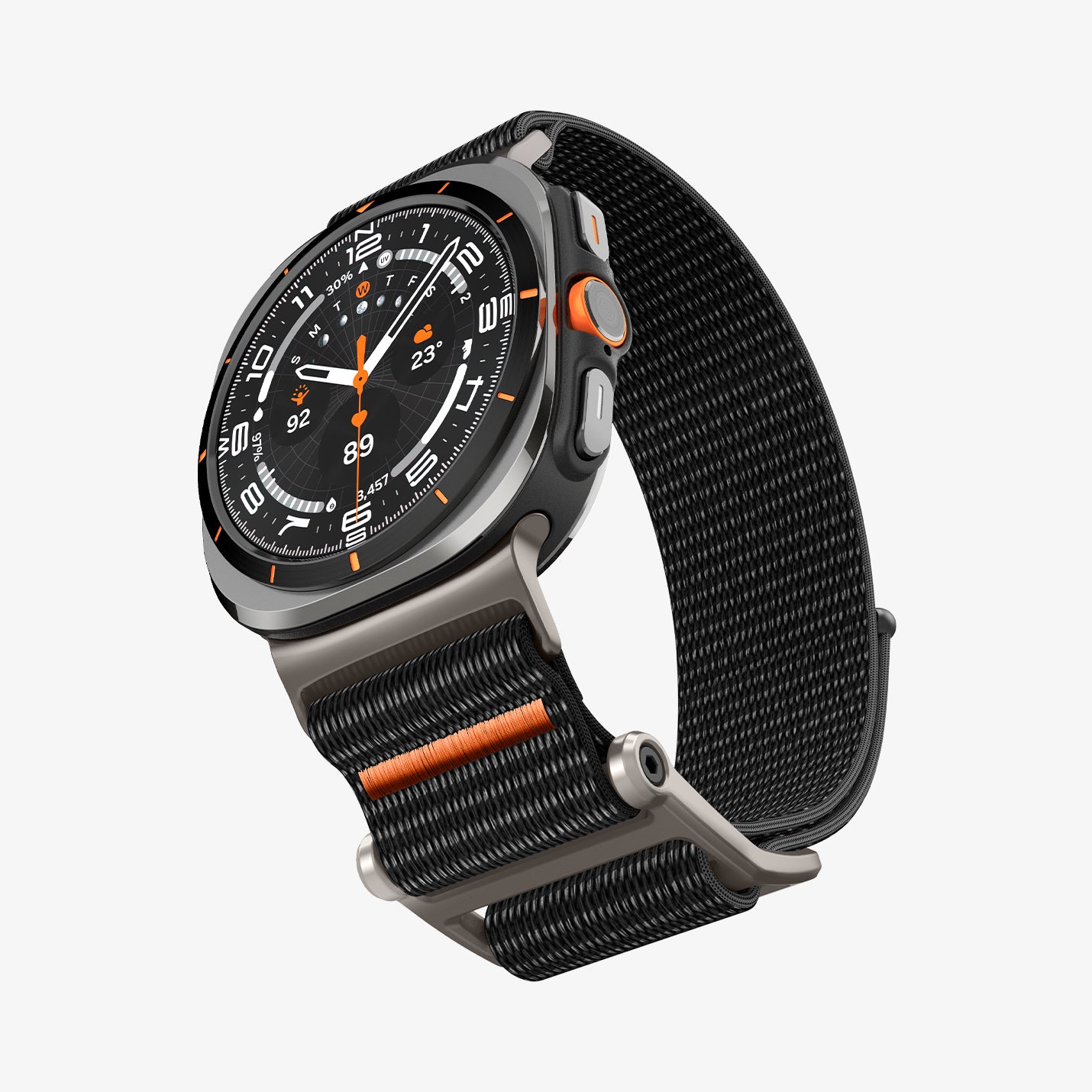 AMP08773 - Galaxy Watch Ultra DuraPro Flex in Black showing the front, side, inner side and bottom