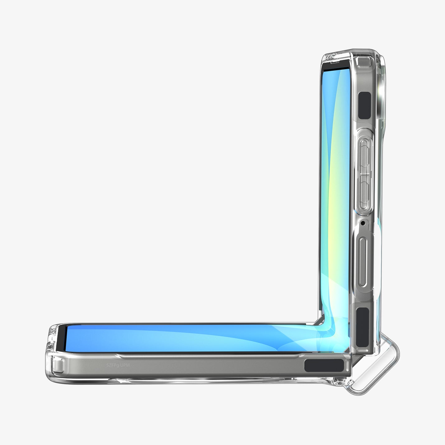 ACS09560 - Galaxy Z Flip 7 Case Ultra Hybrid Pro Neo One (Magfit) showing the side and partial inside with device half open