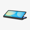 ACS09549 - Galaxy Z Fold 7 Tough Armor Pro (MagFit) in black showing the front, partial side and bottom, partially folded