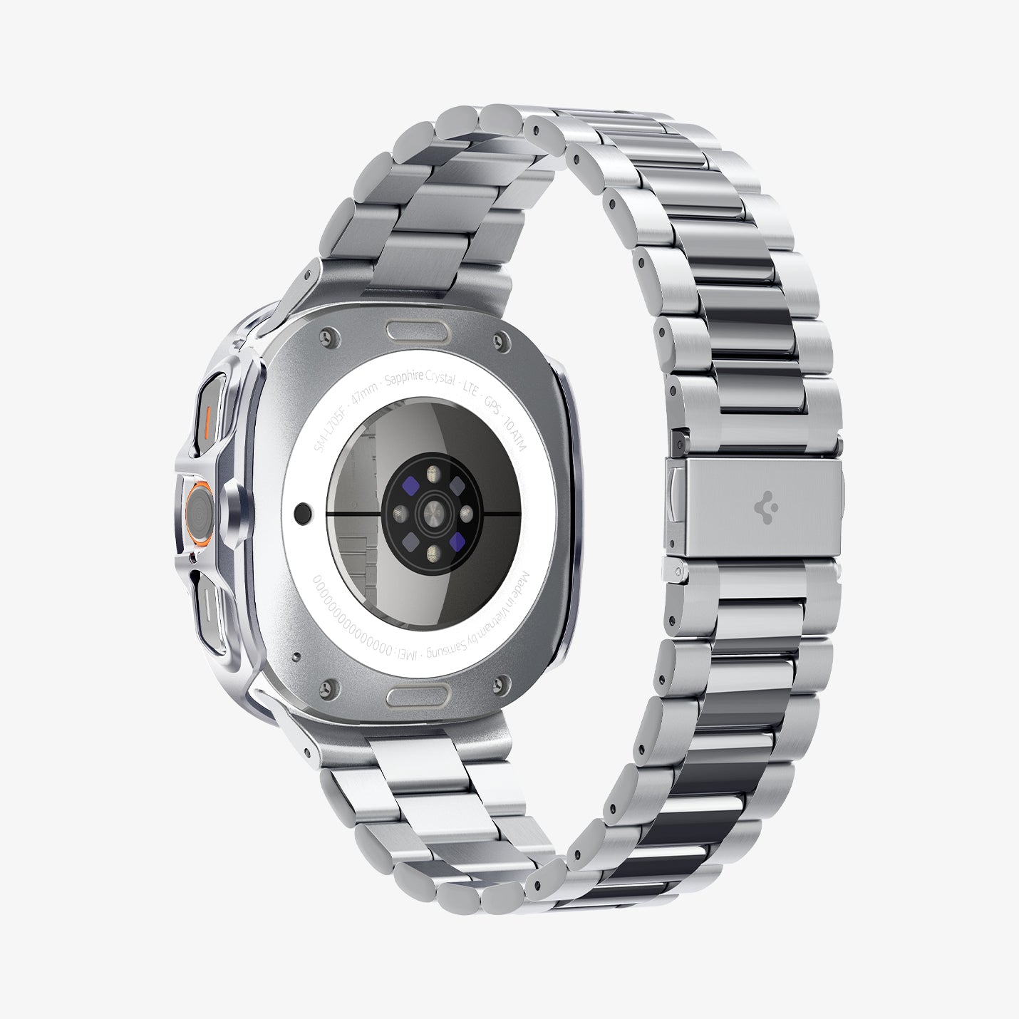 ACS08828 - Watch Ultra (47mm) Case Bezel Tune Pro in Silver showing the back, partial inner side and bottom