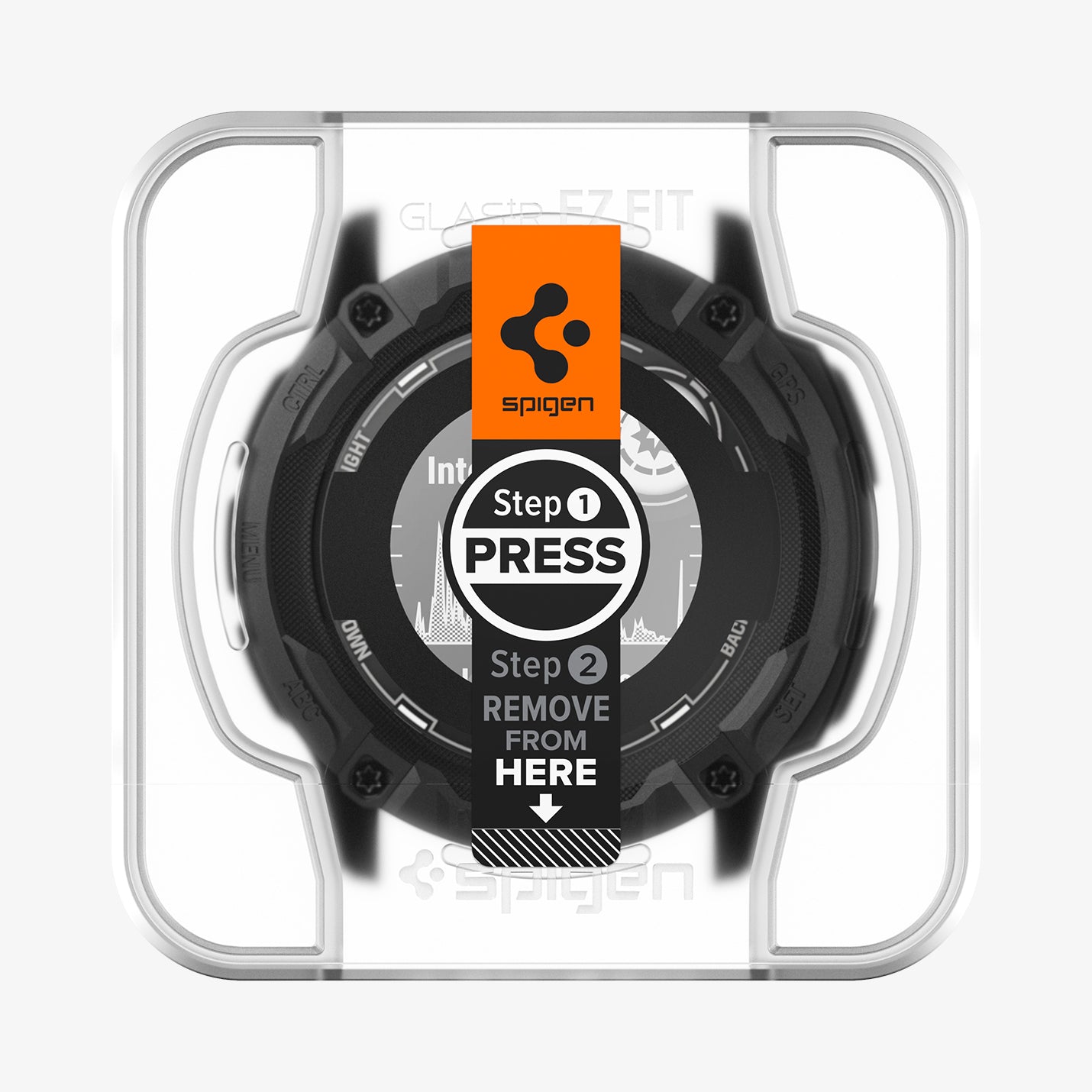 AGL09345 - Instinct 2X Solar Transparency showing the front with ez fit tray installed onto watch face