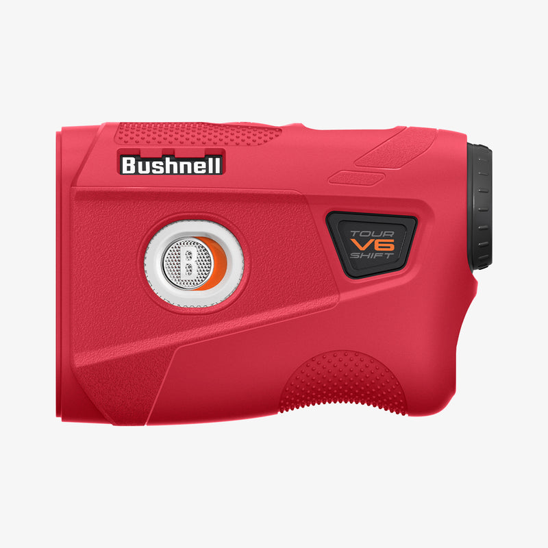 ACS07051 - Bushnell Tour V6 Shift Rangefinder Case in red showing the side