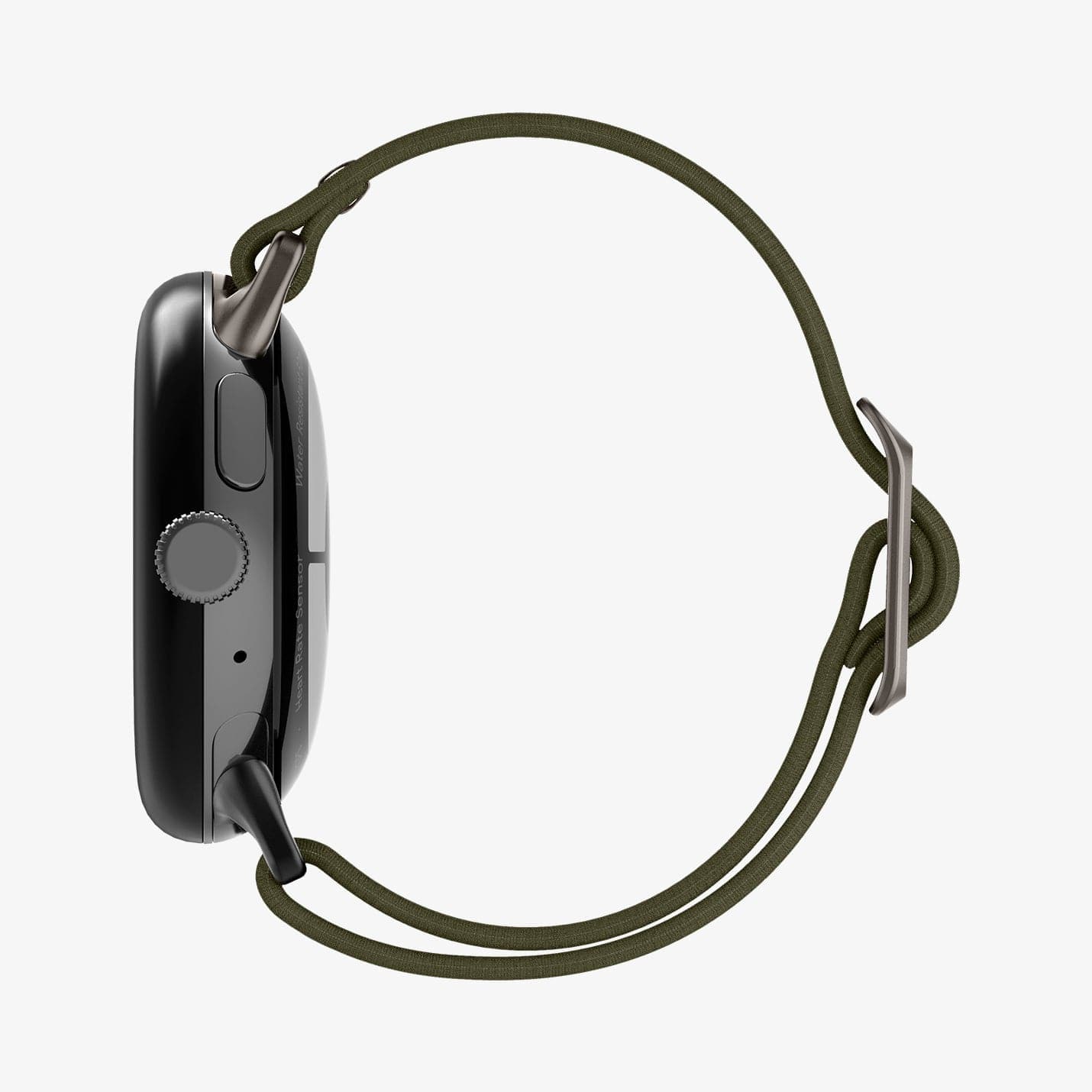 AMP07608 - Pixel Watch Lite Fit in Khaki showing the side facing left
