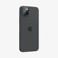 AGL06916 - iPhone 15 / 15 Plus Optik Lens Protector in crystal clear showing the back and partial side