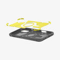 ACS08515 - iPhone 16 Case Tough Armor AI (MagFit) in Frost Black showing the impact foam hovering above the inner case