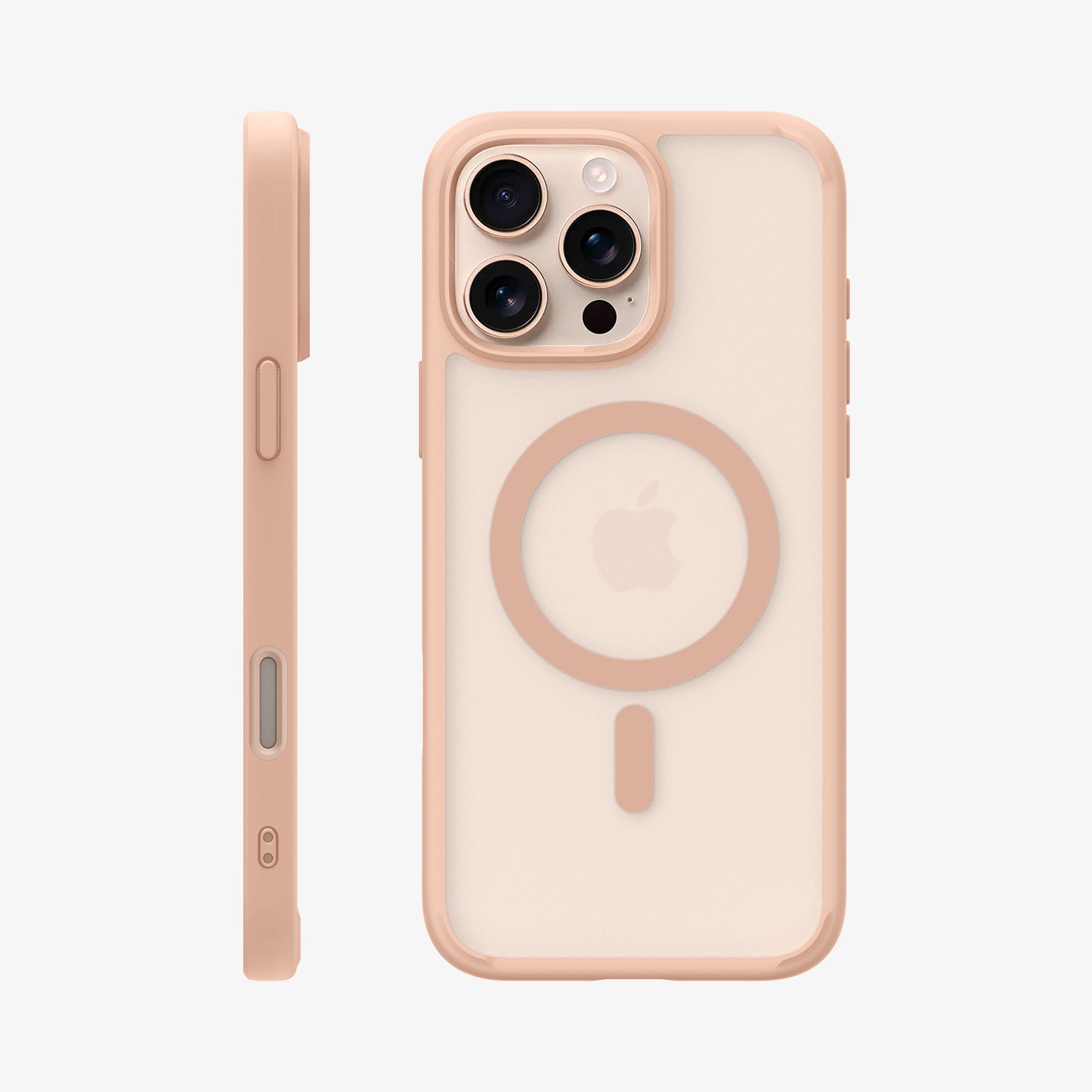ACS09069 - iPhone 16 Pro Max Case Ultra Hybrid T (MagFit + Camera Control) in Frost Rose Titanium showing the back and side
