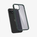 ACS06798 - iPhone 15 Case Ultra Hybrid in frost green showing the back with case hovering away from device