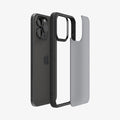 ACS06709 - iPhone 15 Pro Case Ultra Hybrid in frost black showing the back with multiple layers of case hovering away from device