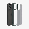 ACS06710 - iPhone 15 Pro Case Ultra Hybrid in frost green showing the back with multiple layers of case hovering away from the device