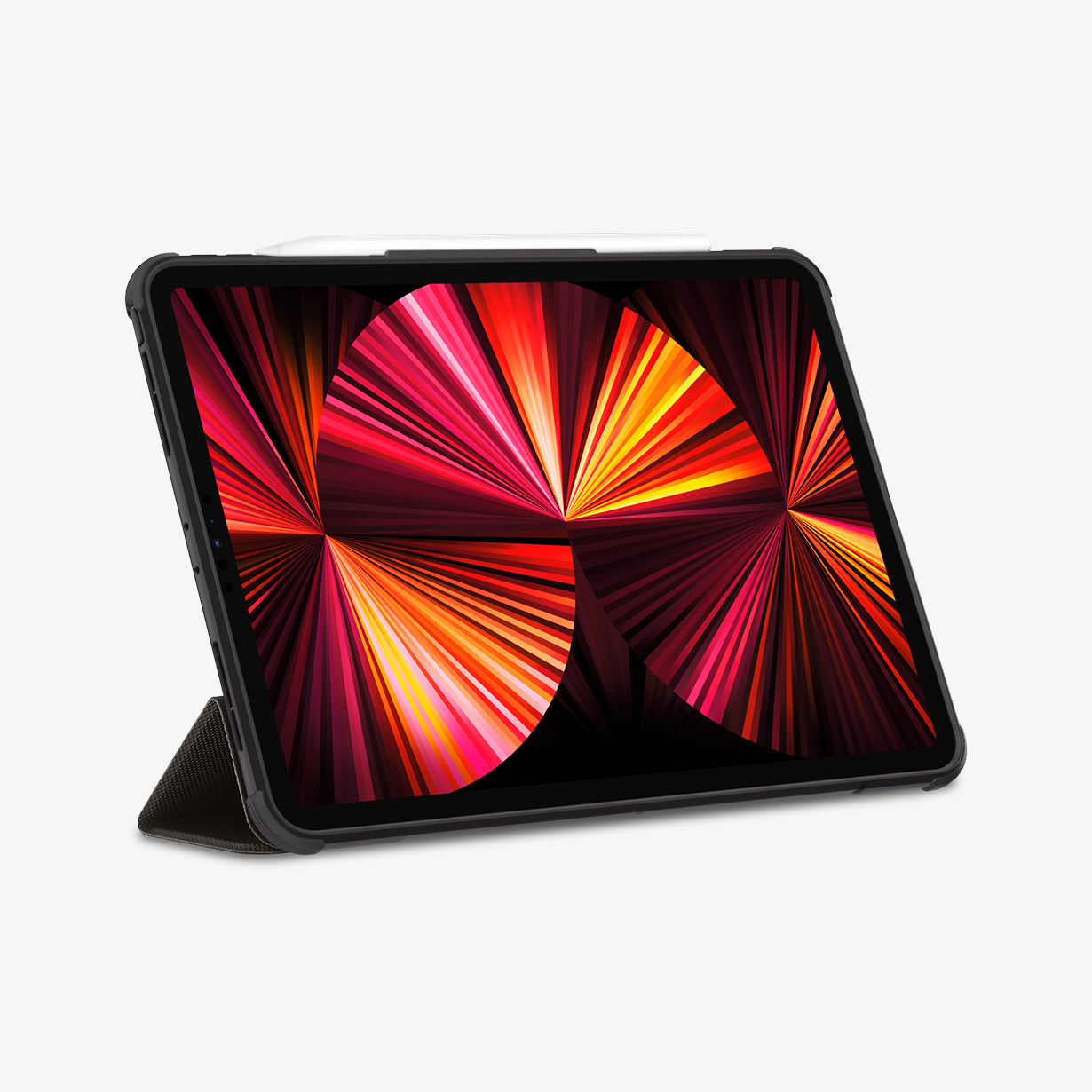 ACS01025 - iPad Pro 11-inch (2022) Rugged Armor Pro in Gunmetal showing the front and partial side front cover propped up as a kickstand