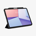 ACS07016 - iPad Pro 11-inch Case Ultra Hybrid Pro in Black showing the front without stylus and front cover folded, propped up behind to serve as a stand