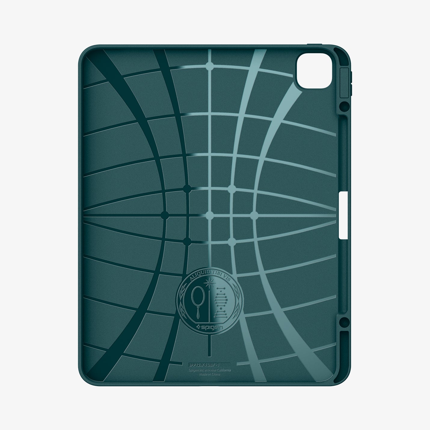 ACS07763 - iPad Pro 13-inch (2024) Case Urban Fit in Midnight Green showing the inner with spider web pattern