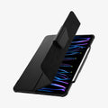 ACS01024 - iPad Pro 11-inch Case Rugged Armor Pro in Black showing the front cover partially lifted showing partial front of the device with s-pen attached