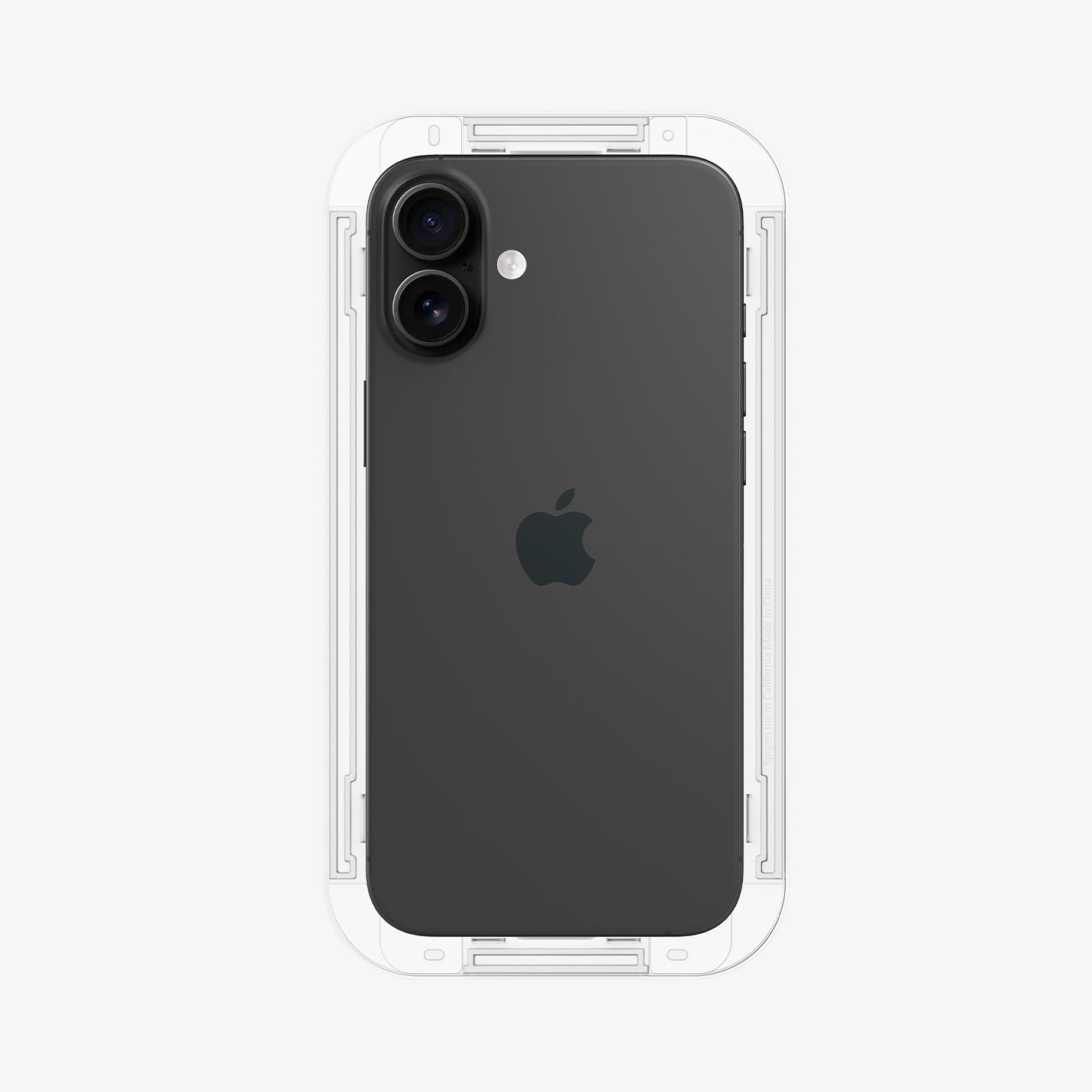 AGL06903 - iPhone 16 GLAS.tR EZ Fit Sensor Protected showing the back of the device, with installation tray attached to it