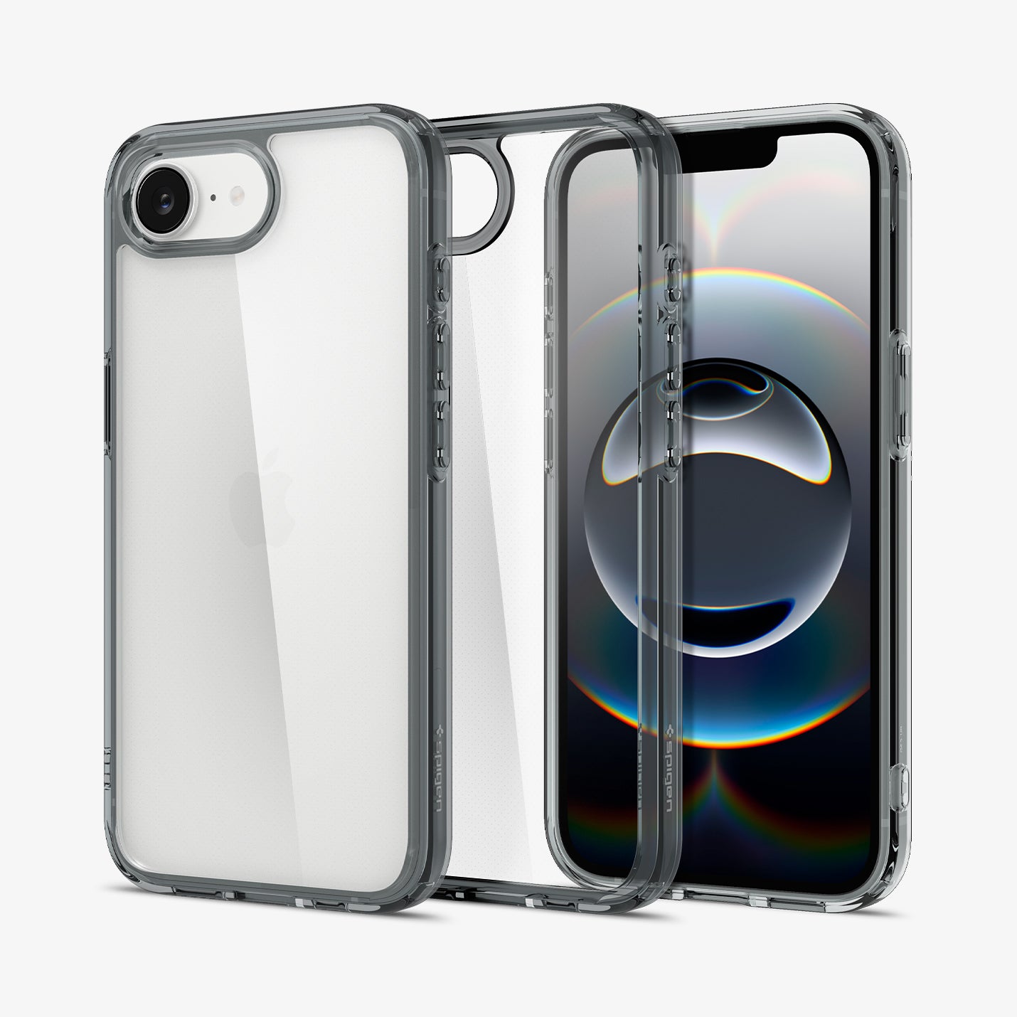 ACS09531 - iPhone 16e Case Ultra Hybrid in Space Crystal showing the back, inner, front and partial sides