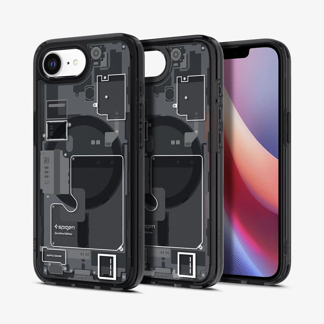 ACS09141 - iPhone 16e Case Ultra Hybrid Zero One (MagFit) in Zero One showing the back