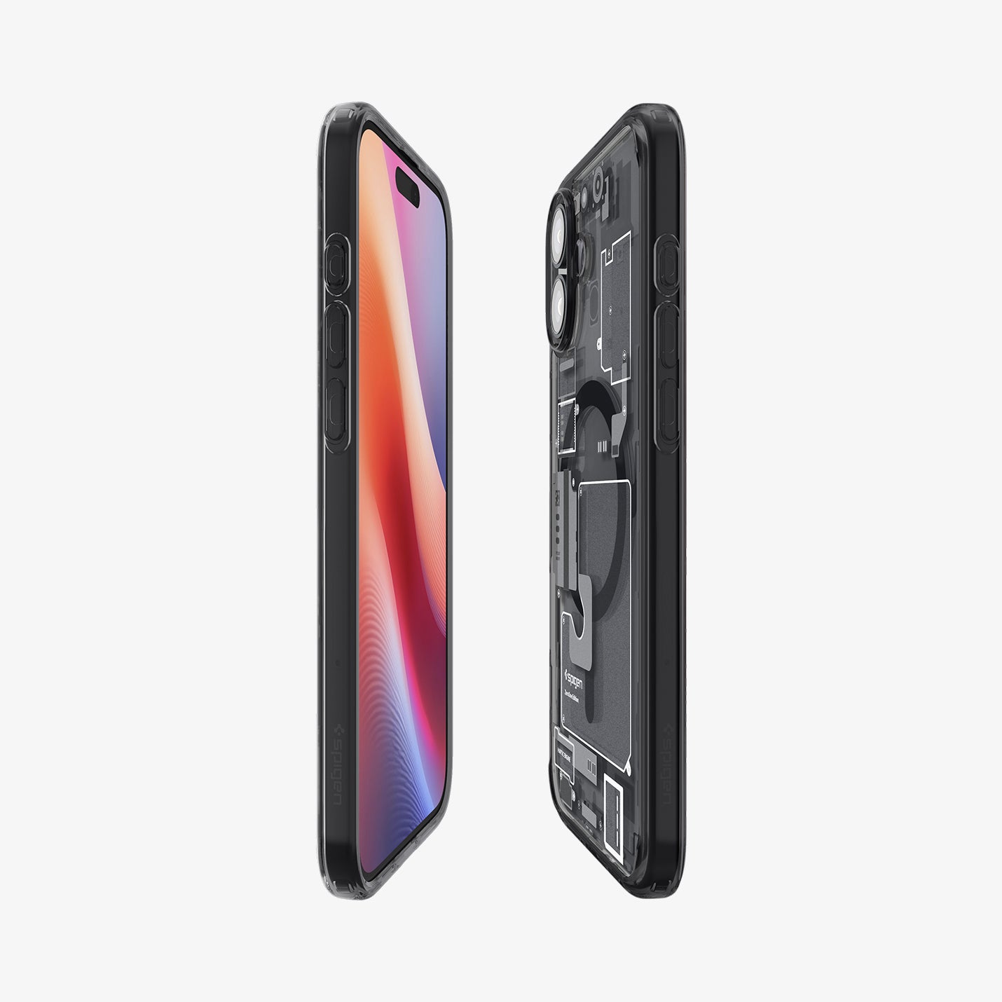 ACS08208 - iPhone 16 Case Ultra Hybrid Zero One (MagFit) in Zero One showing the partial front, partial back and sides