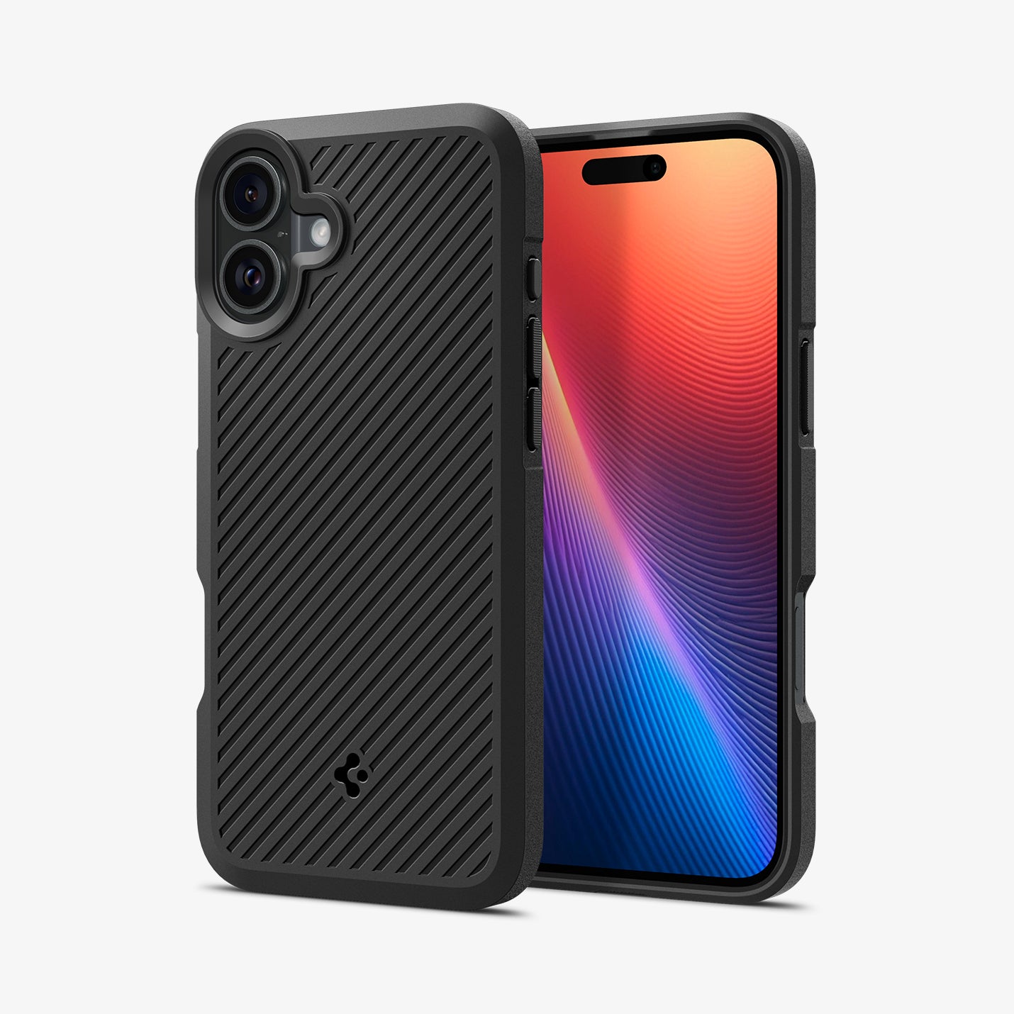 ACS08090 - iPhone 16 Plus Case Core Armor in Matte Black showing the back, partial sides and front
