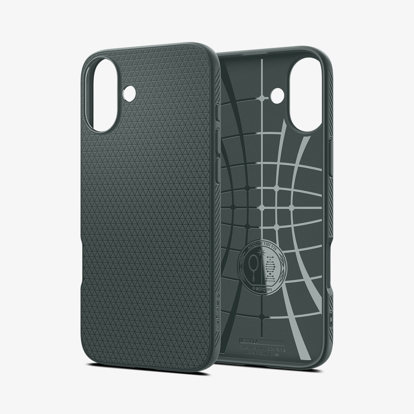 ACS08068 - iPhone 16 Plus Case Liquid Air in Abyss Green showing the back, partial inner and sides of the phone case
