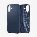 ACS08195 - iPhone 16 Case Liquid Air in Navy Blue showing the back, partial inner and sides of the phone case