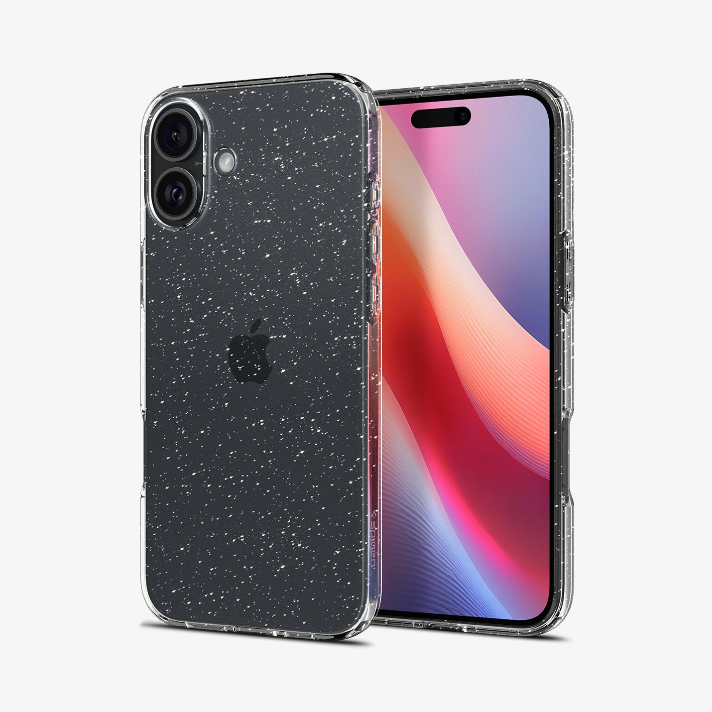 ACS08192 - iPhone 16 Case Liquid Crystal Glitter in Crystal Quartz showing the back, partial front and sides