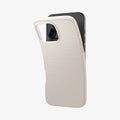 ACS07991 - iPhone 16 Pro Max Case Liquid Air in Natural Titanium showing the back, partially peeled off from the device